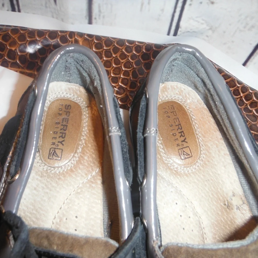girls Sperry brown and black sz 6